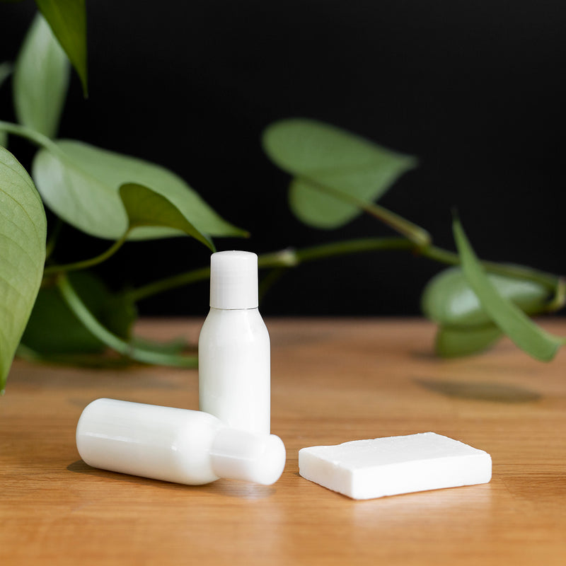Listing photo: cosmetics bottles and a bar of soap